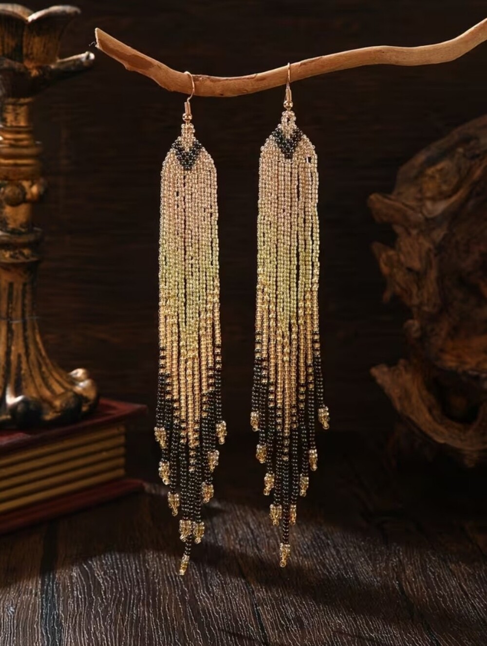 Handmade Gold Beaded Earrings